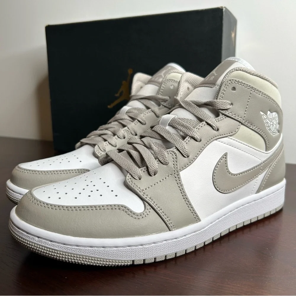 Nike Air Jordan 1 Mid Linen College Grey/Light Bone (8.5M/10W)